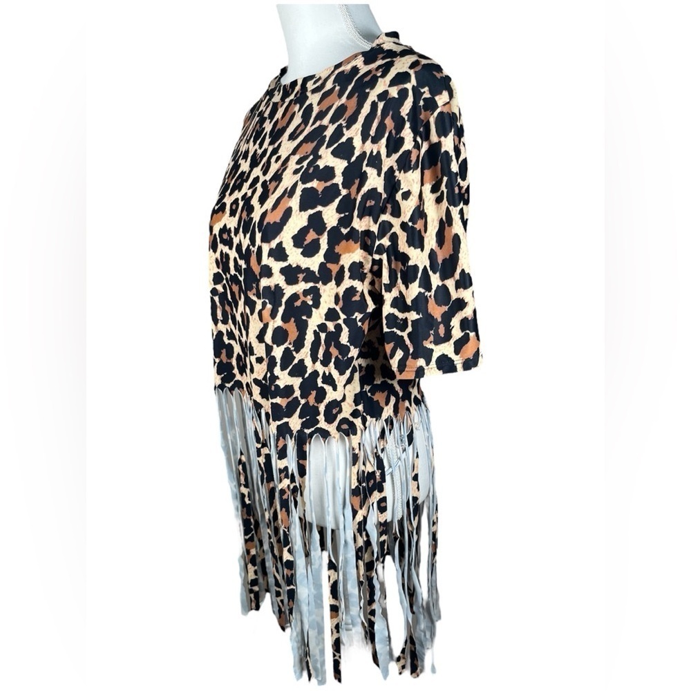 Leopard Print Fringe Top - Picture 5 of 9
